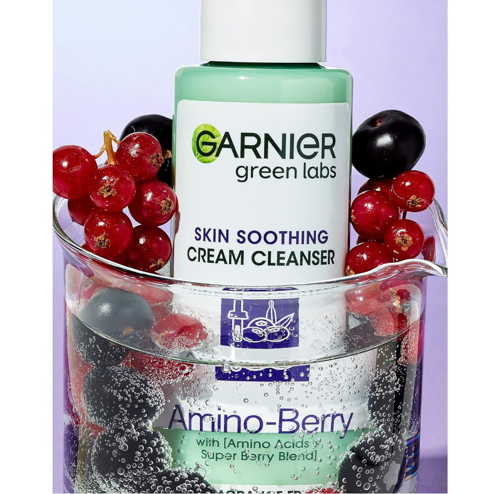 3 x Garnier Green Labs Ultra Soothing Cream Cleanser Amino Berry 150ml