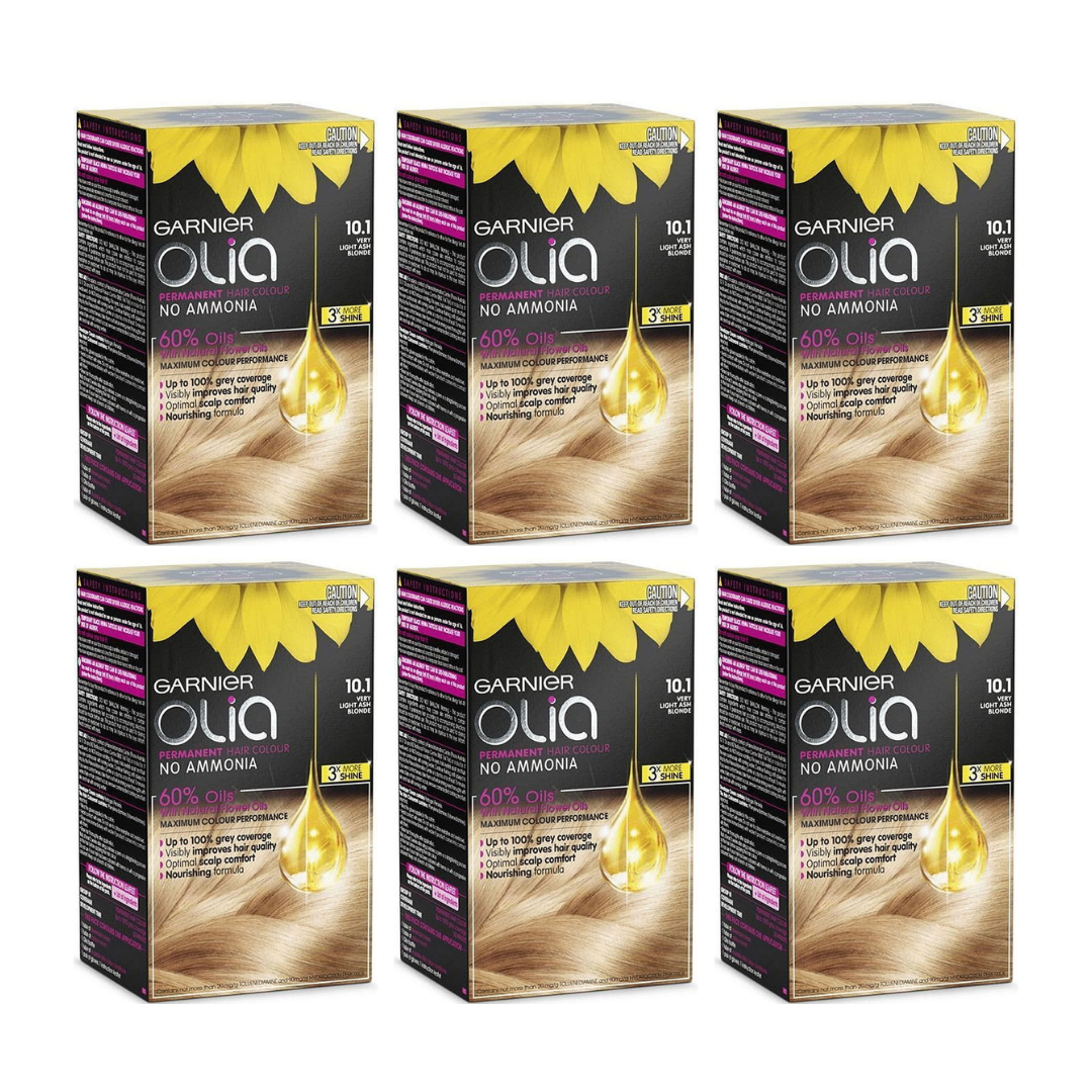 6 x Garnier Olia Bold Permanent Hair Colour 10.1 Very Light Ash Blonde