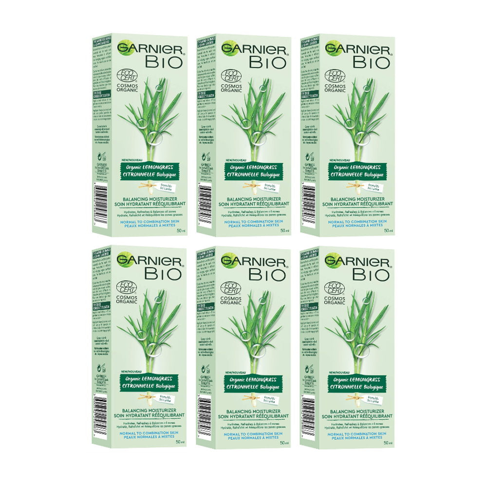 6 x Garnier Organics Fresh Lemongrass Balancing Moisturiser 50ml