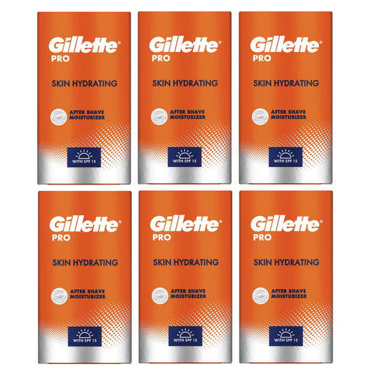 6 x Gillette Pro Skin Hydrating After Shave Moisturiser Men's 50ml with SPF15