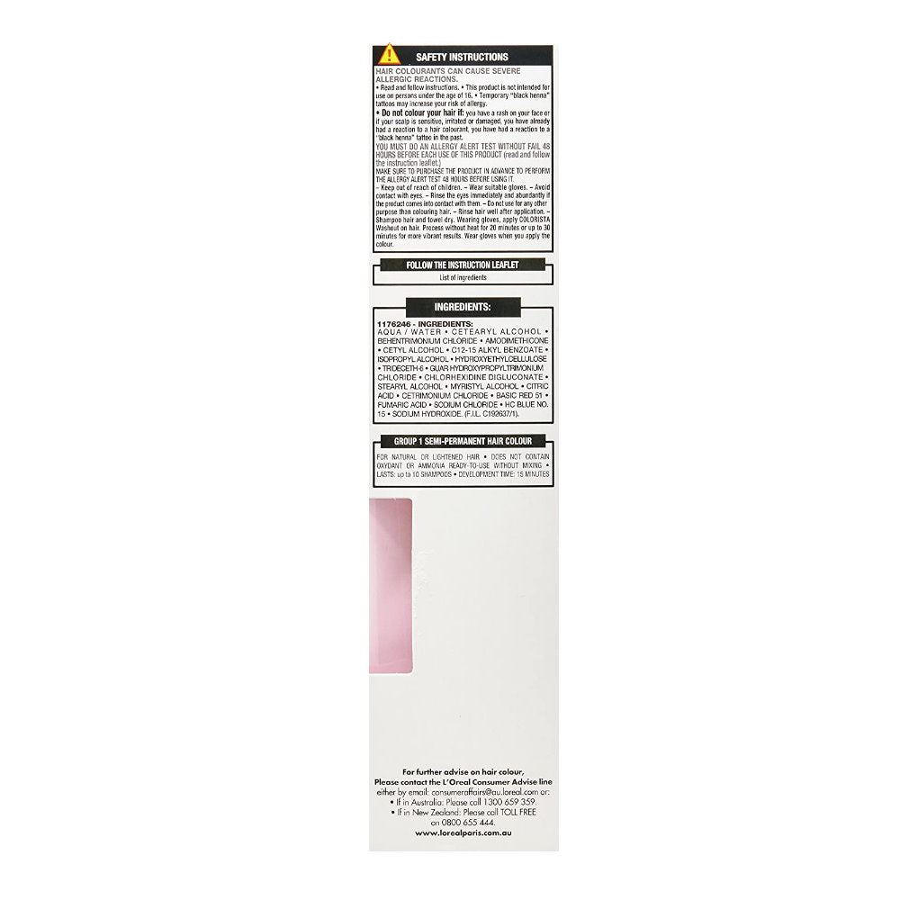 6 x LOreal Colorista Semi-Permanent Hair Colour Washout - Pink