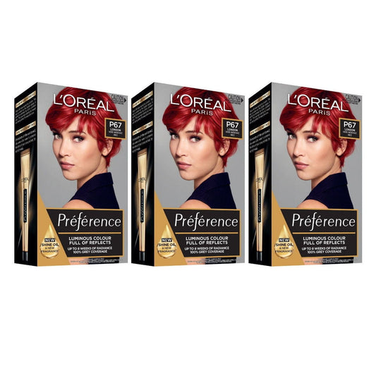 Shop Online Makeup Warehouse - 3 x LOreal Preference Permanent Hair Colour P67 London Very Intense Red Hair
