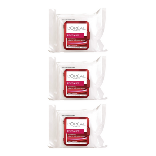 3 x LOreal Revitalift Makeup Removing Wipes 25 wipes