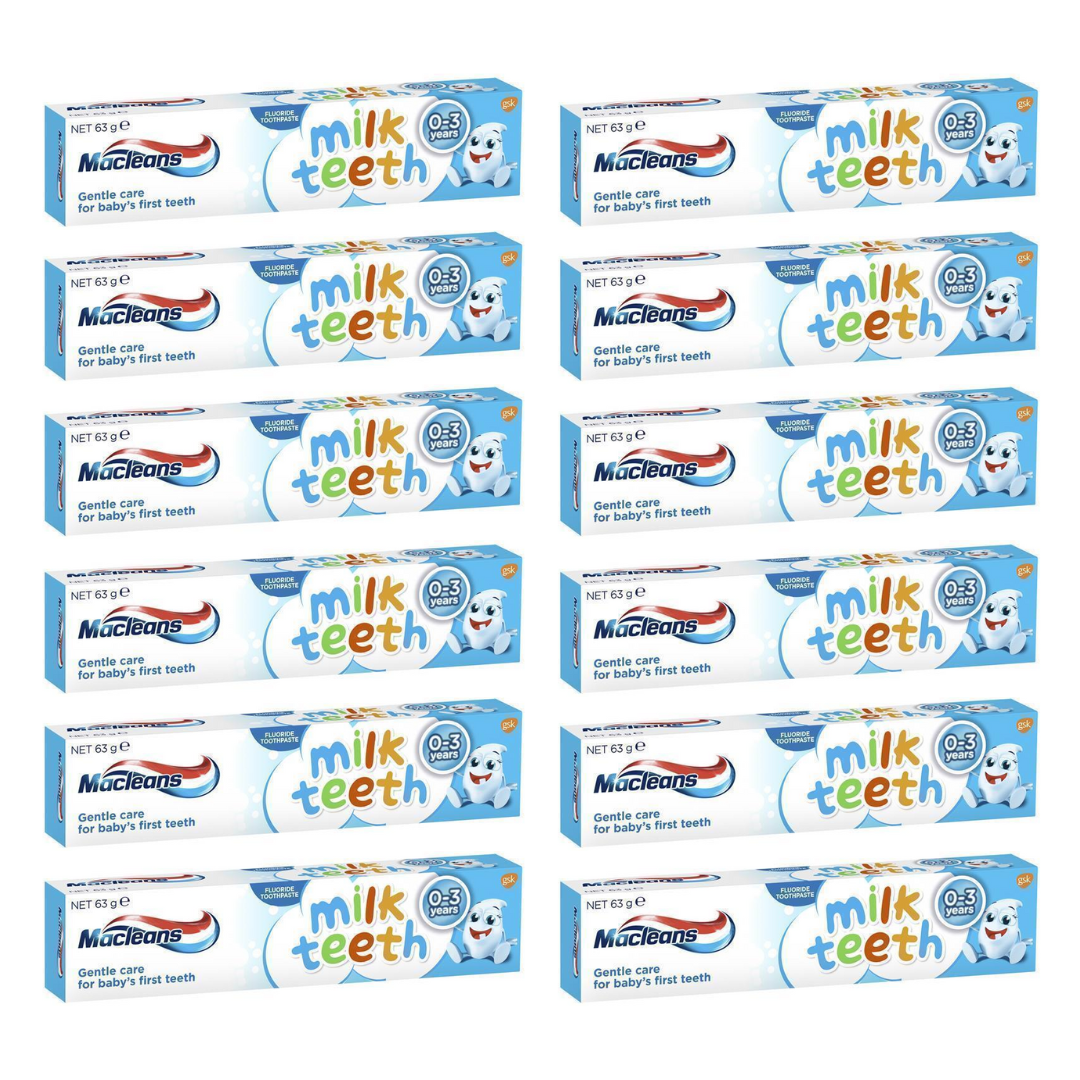 12 x Macleans Milk Teeth Toothpaste 63g 0-3 years