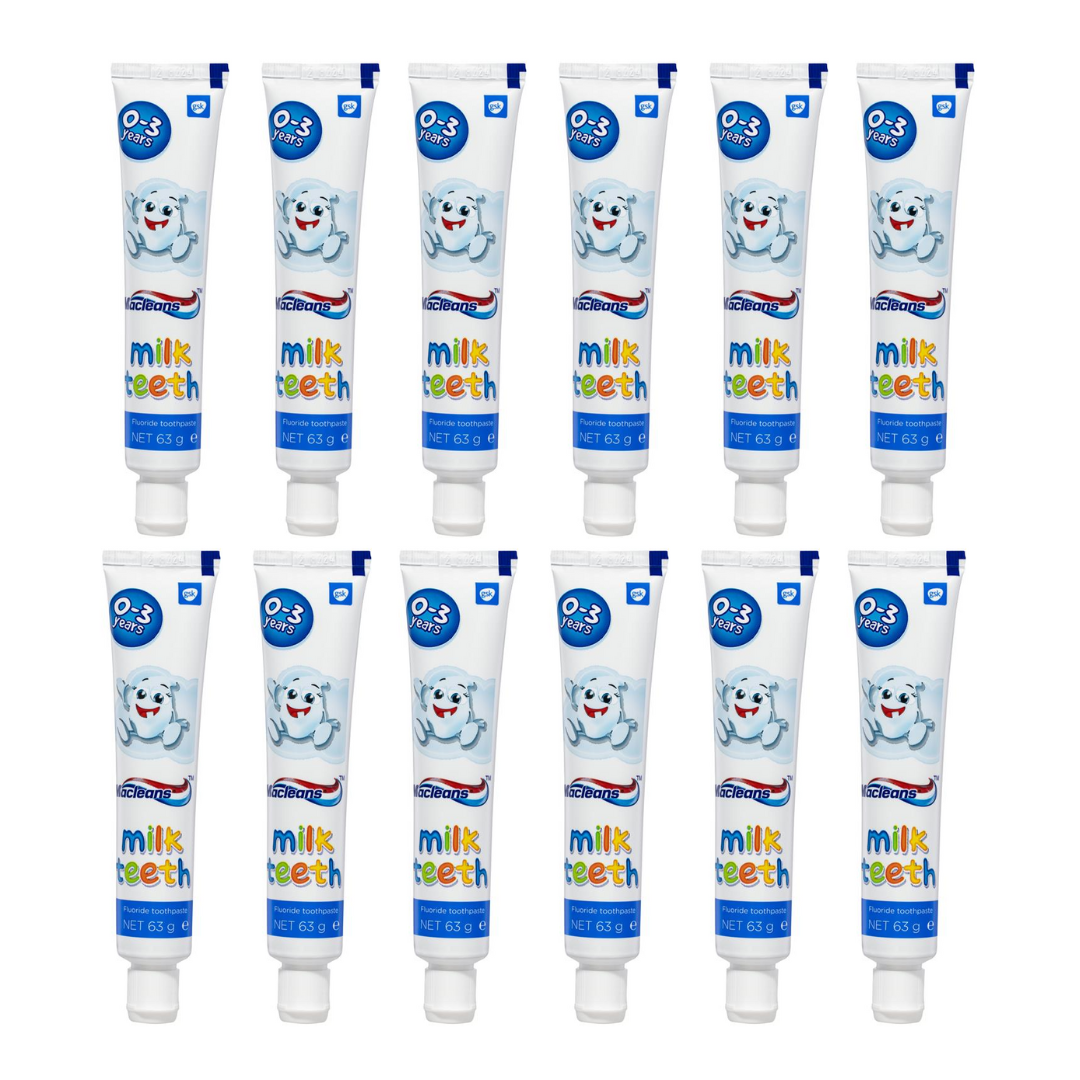 12 x Macleans Milk Teeth Toothpaste 63g 0-3 years