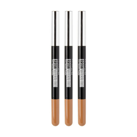 3 x Maybelline Brow Natural Duo 2 in 1 Pencil and Powder Light Brown