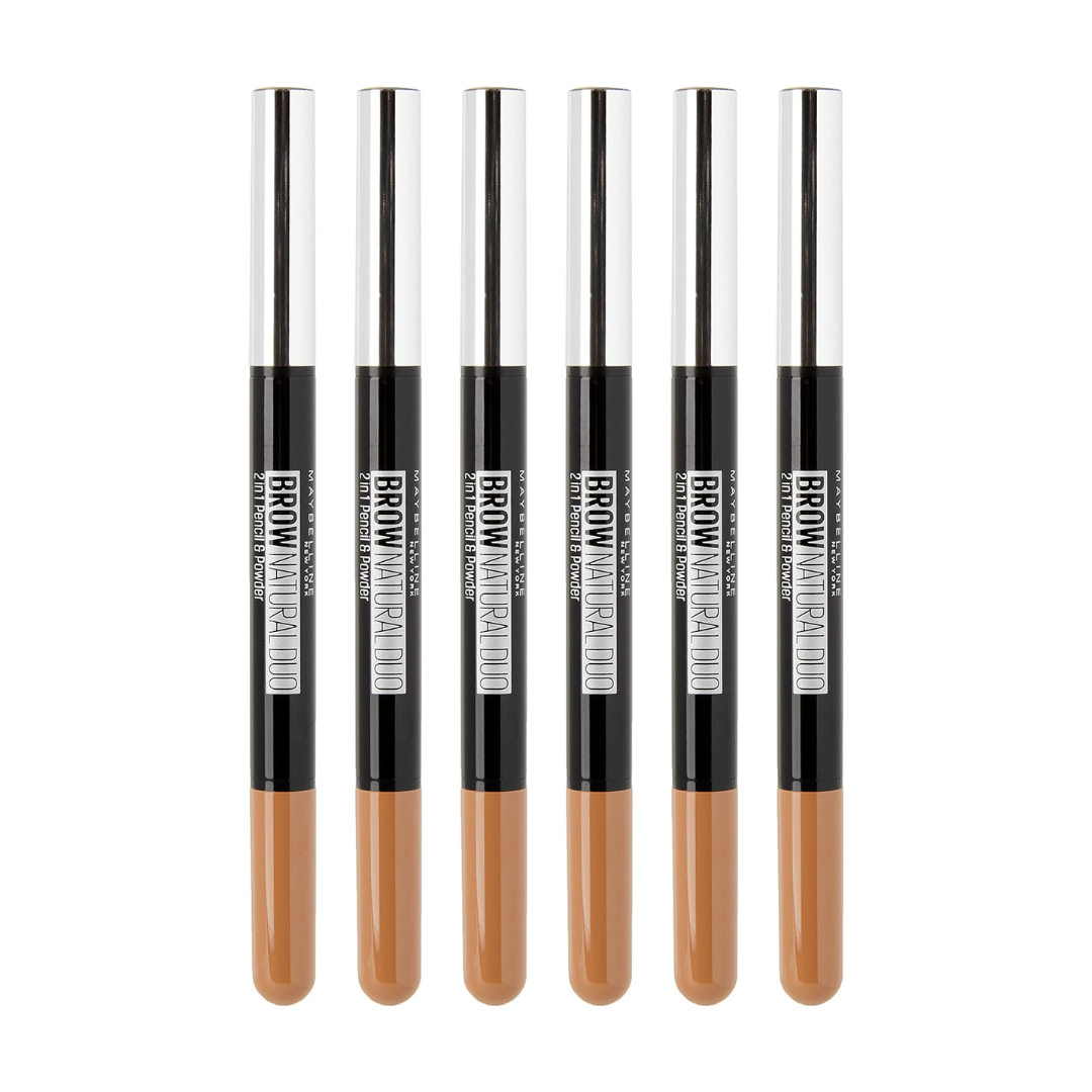 6 x Maybelline Brow Natural Duo 2 in 1 Pencil and Powder Light Brown