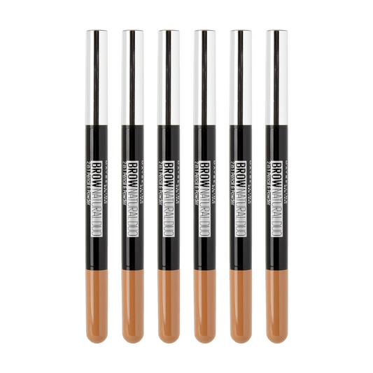 6 x Maybelline Brow Natural Duo 2 in 1 Pencil and Powder Light Brown