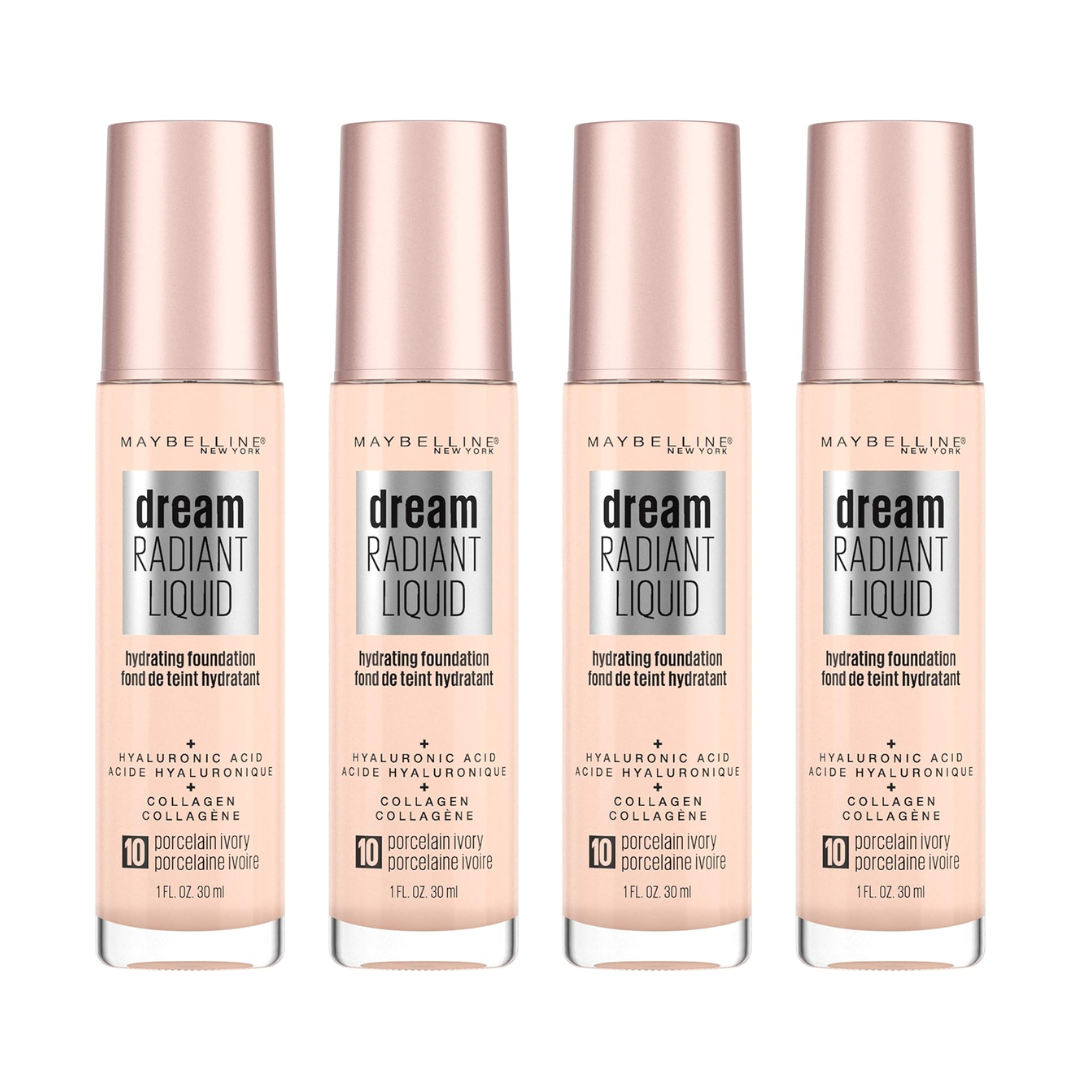 4pk Maybelline Dream Radiant Liquid Foundation 10 Porcelain Ivory - Makeup Australia Online Warehouse Store
