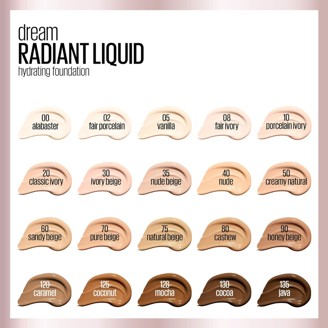 2 x Maybelline Dream Radiant Liquid Foundation 30mL 125 Coconut