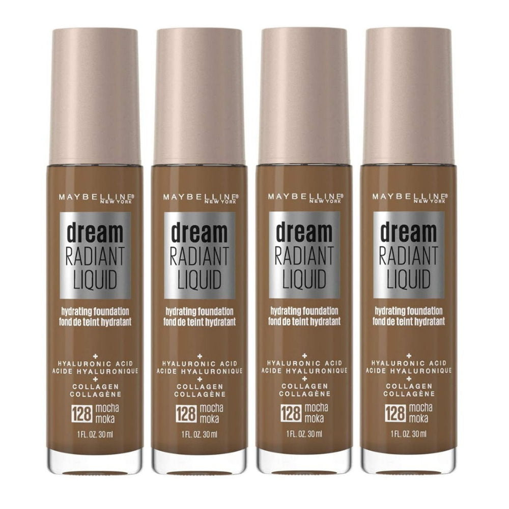 4 x Maybelline Dream Radiant Liquid Hydrating Foundation - 128 Mocha