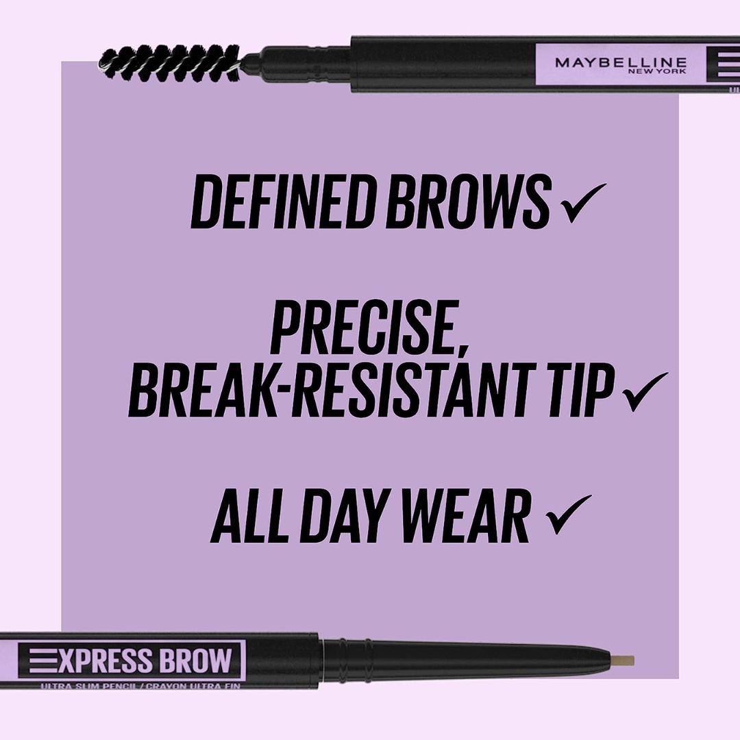 4 x Maybelline Express Brow Ultra Slim Eyebrow Pencil Light Brown (Carded)