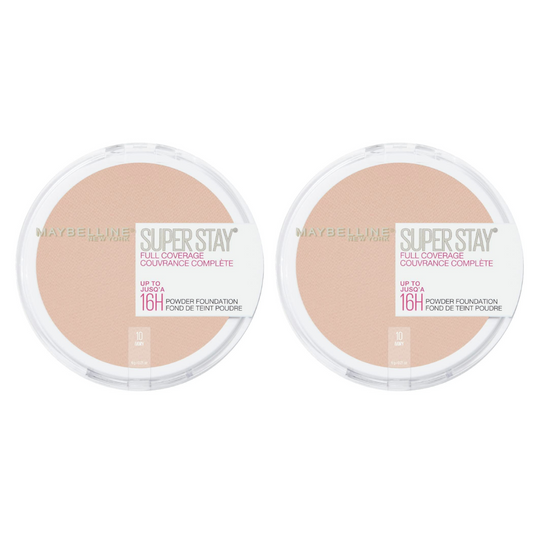 2 x Maybelline Superstay Full Coverage Powder Foundation 9g 10 Ivoire