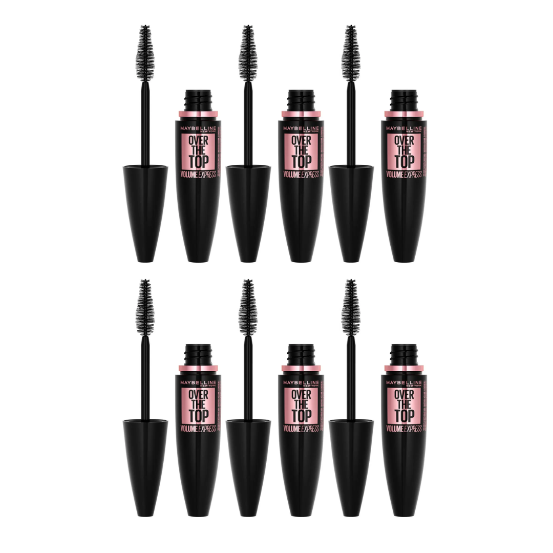 6 x Maybelline Volume Express Over The Top Washable Mascara Very Black (Carded)