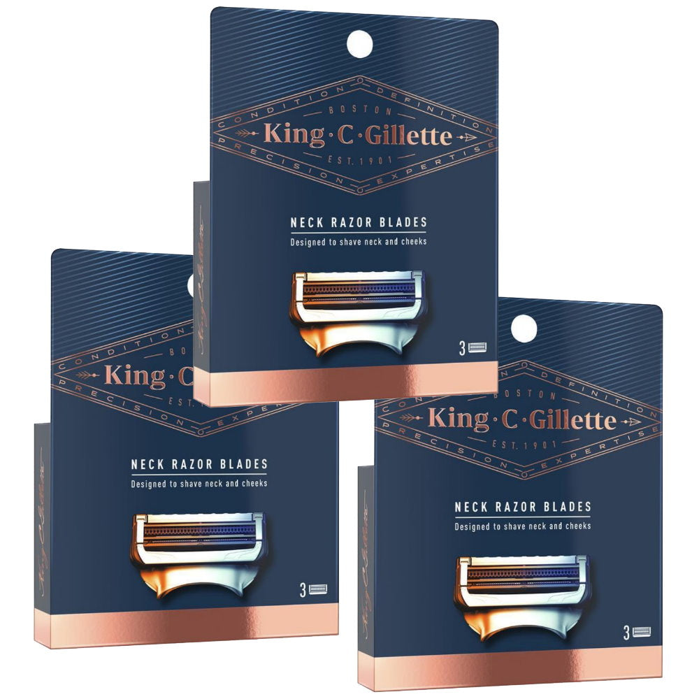 3x King C Gillette pk3 Neck Razor Blades