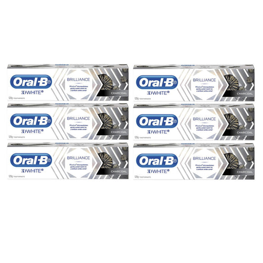 6 x Oral B 3D White Brilliance Charcoal Toothpaste 120g