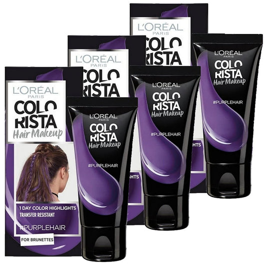 3x LOreal Colorista Hair Makeup 1-Day Colour Purple Hair
