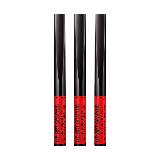 3 x Rimmel Lip Art Graphic Liner + Liquid Lipstick 860 Go Hard