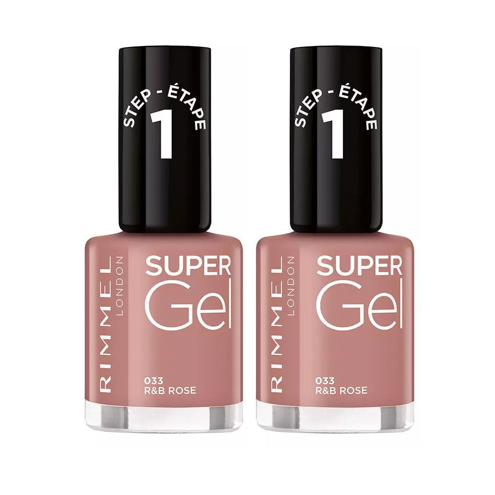 2 x Rimmel Super Gel Nail Polish 12ml 033 R&B Rose