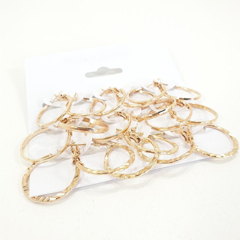 Rosy Lane 9 Pairs Hoop Earrings - Gold