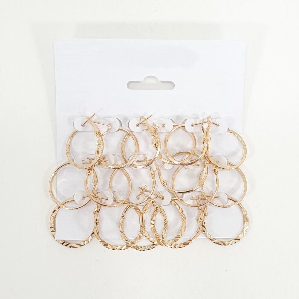 Rosy Lane 9 Pairs Hoop Earrings - Gold