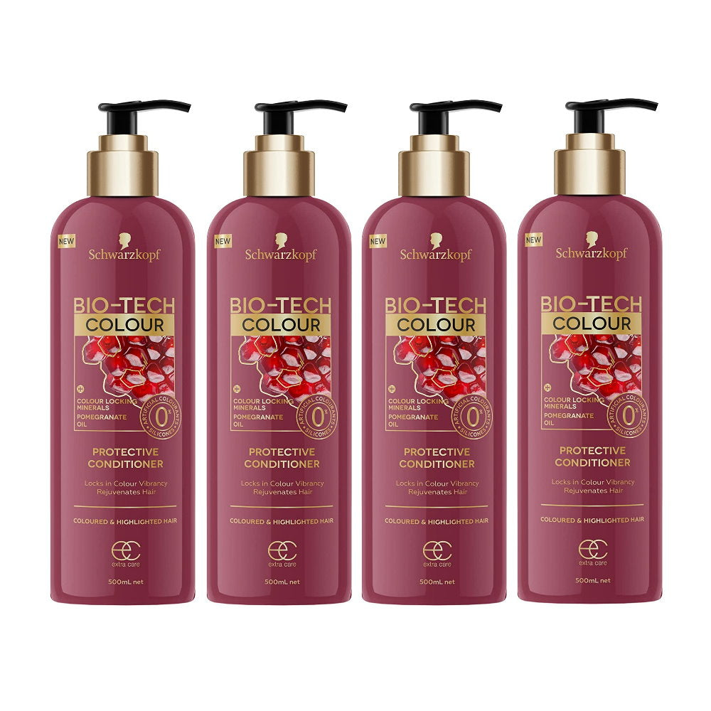 4 x Schwarzkopf Extra Care BioTech Conditioner Colour + Colour Locking Minerals Pomegrante Oil 500ml