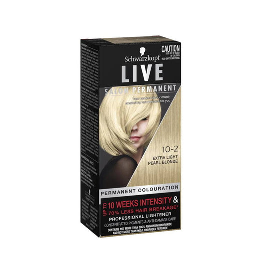 3 x Schwarzkopf LIVE Salon Permanent Hair Colour 10-2 Extra Light Pearl Blonde