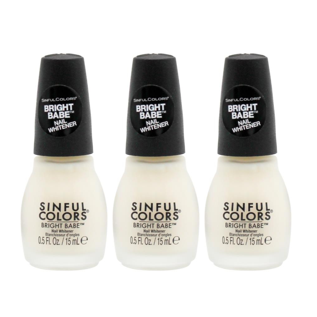 3 x Sinful Colors Bright Babe Nail Whitener 2279 Nail Polish 15mL