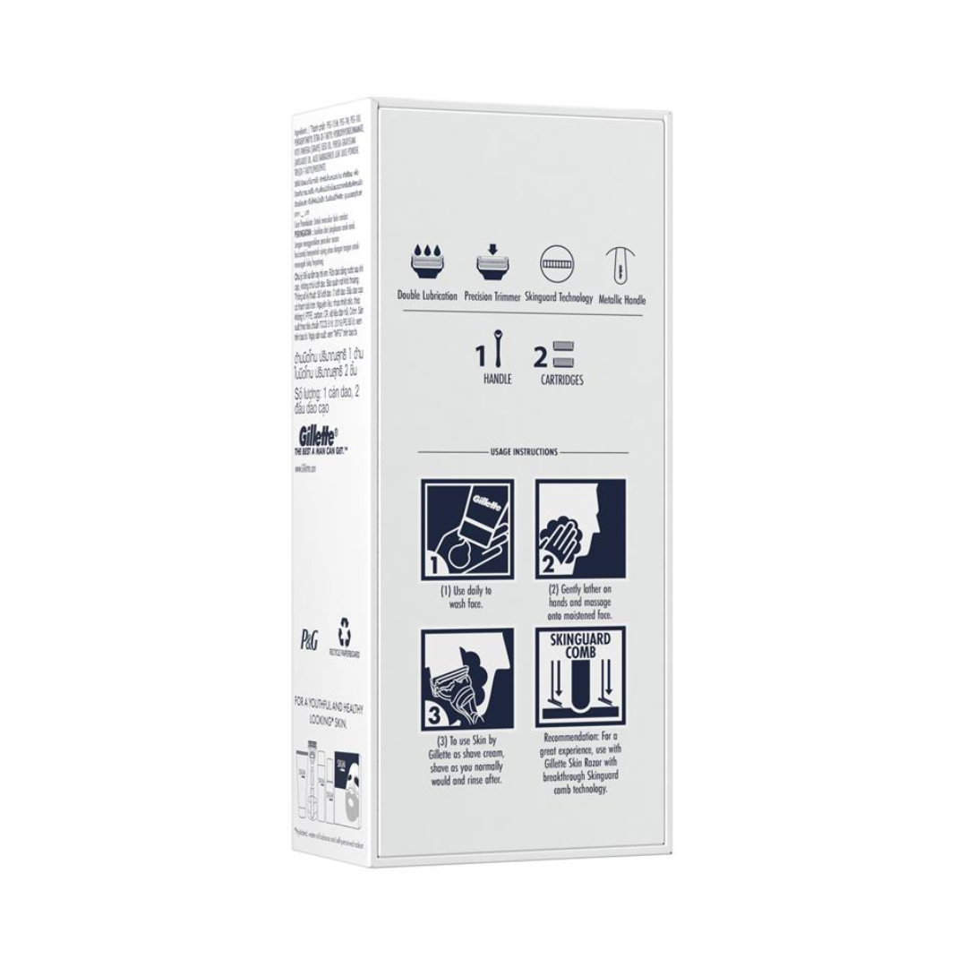 Skin by Gillette Razor Exfoliating + 2 Blade Refills