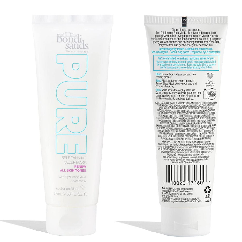 Buy Bondi Sands Pure Self Tanning Sleep Mask 75mL - Makeup Warehouse Australia