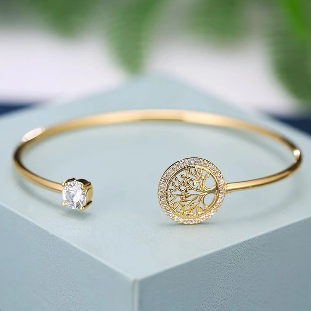 Rosy Lane Tree of Life Bangle - Gold