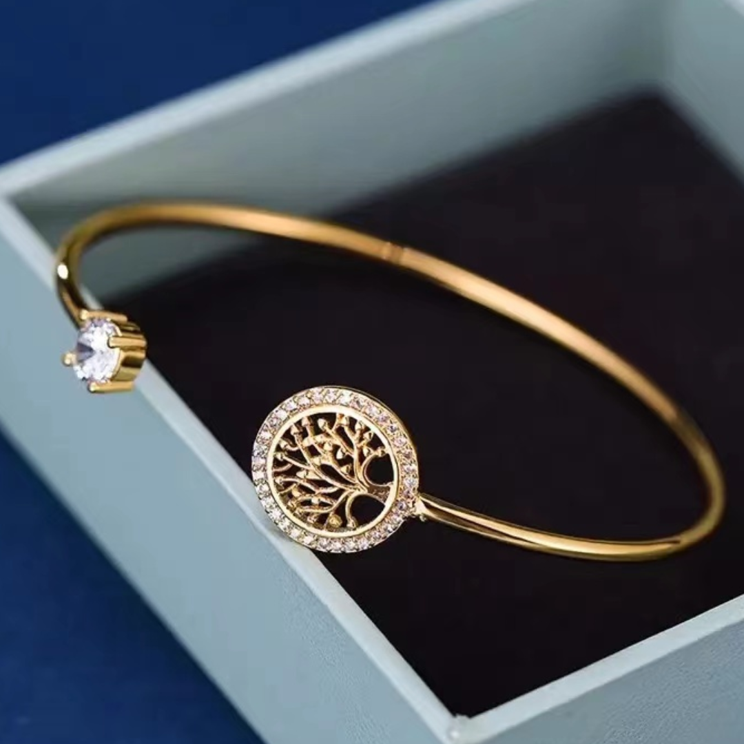 Rosy Lane Tree of Life Bangle - Gold