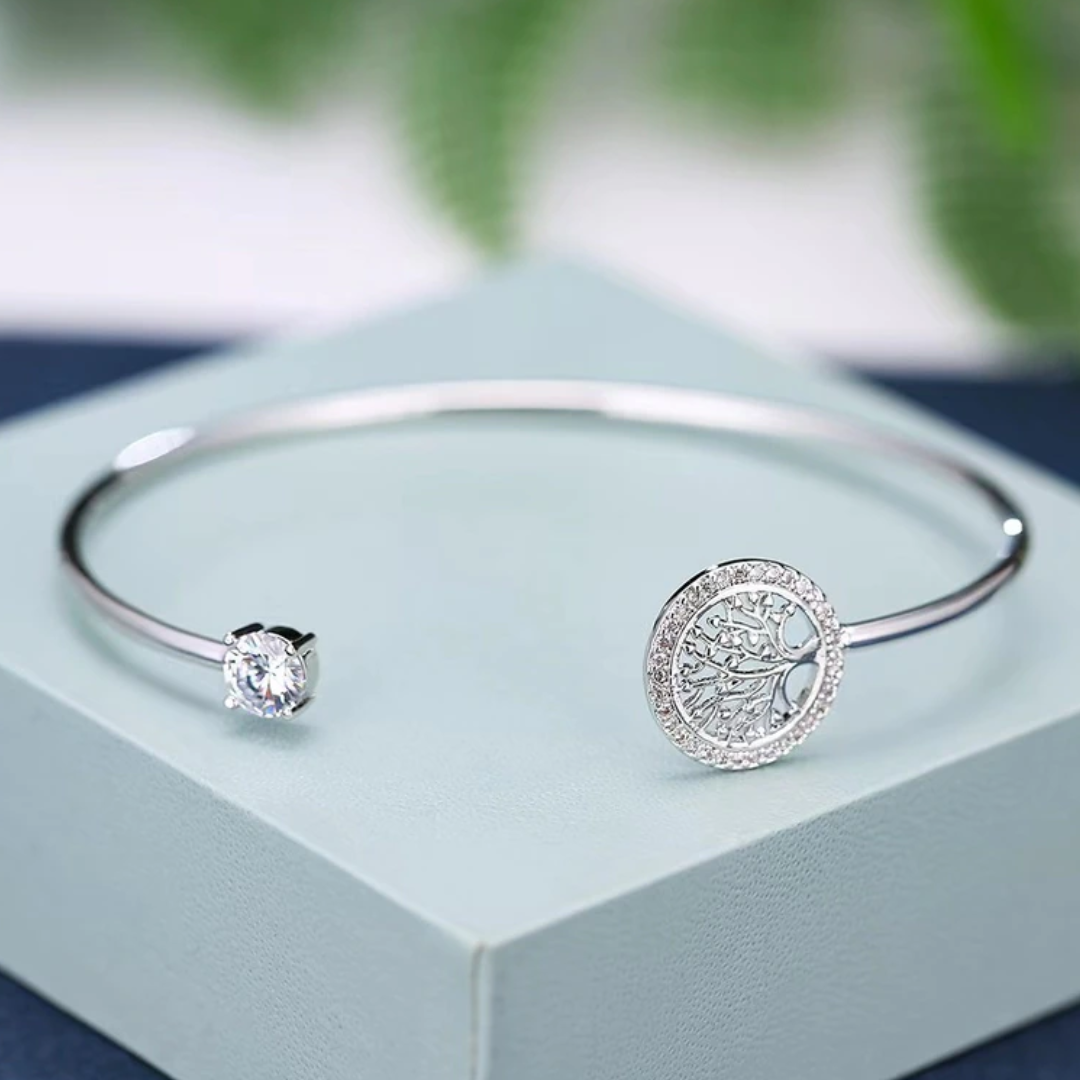 Rosy Lane Tree of Life Bangle - Silver