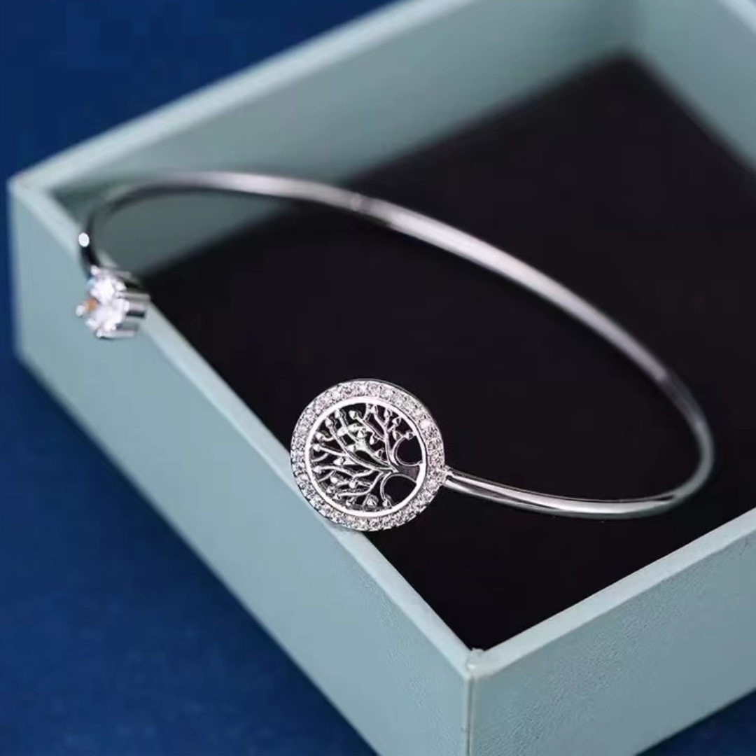 Rosy Lane Tree of Life Bangle - Silver