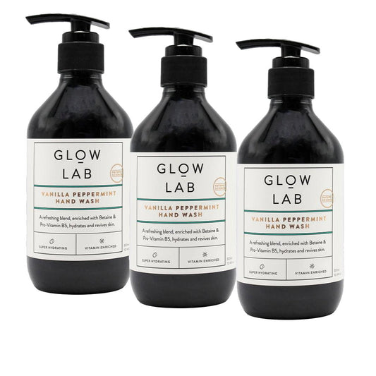 3pk Glow Lab Vanilla & Peppermint Hand Wash Pump 300mL - Makeup Warehouse Australia