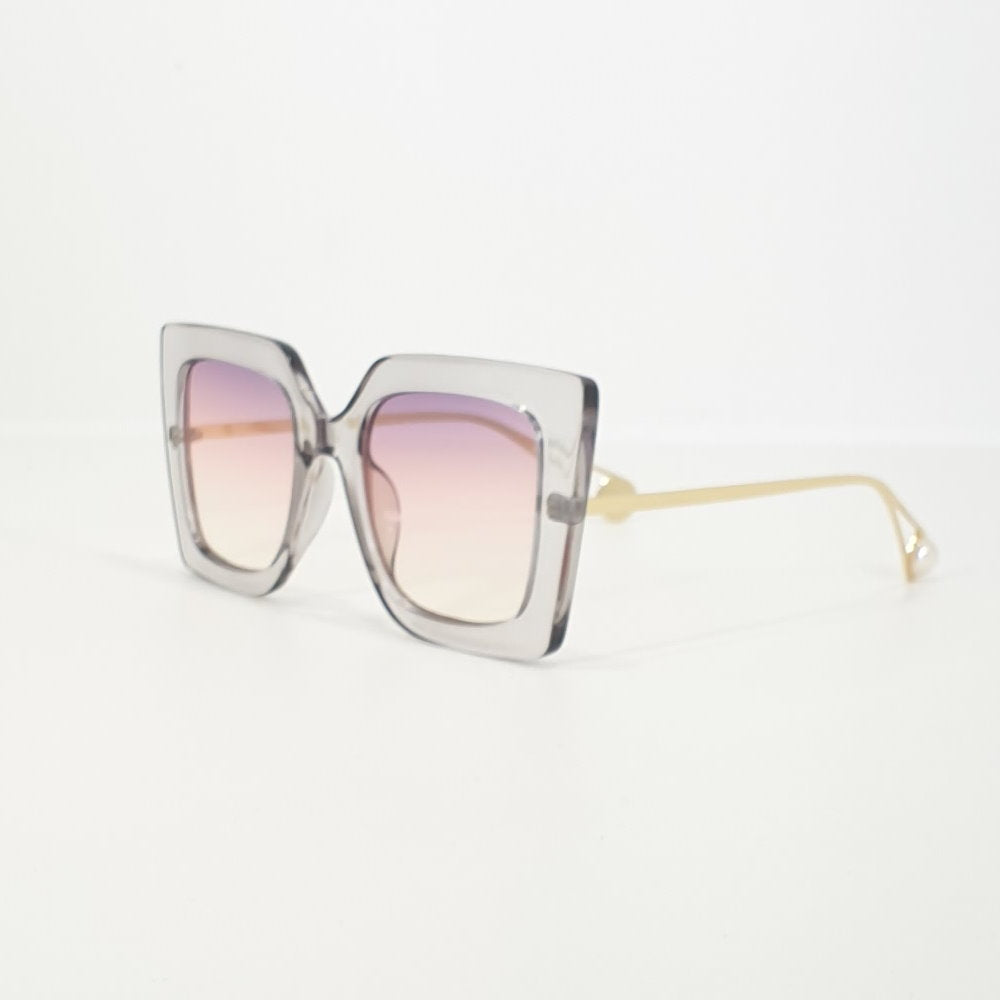 Rosy Lane Vintage Oversized Cat Eye Sunglasses Clear - Pink Purple Gradient