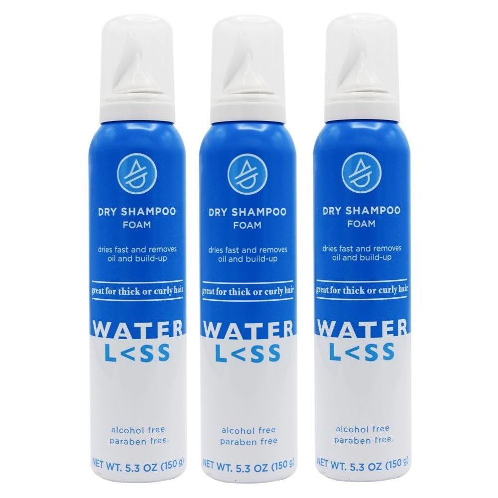 3 x Water Less Dry Shampoo Foam for Thick or Curly Hair 150g