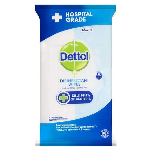 Buy Dettol Anti-Bacterial Surface Wipes Fresh Disinfectant 45 Wipes - Makeup Warehouse Australia 