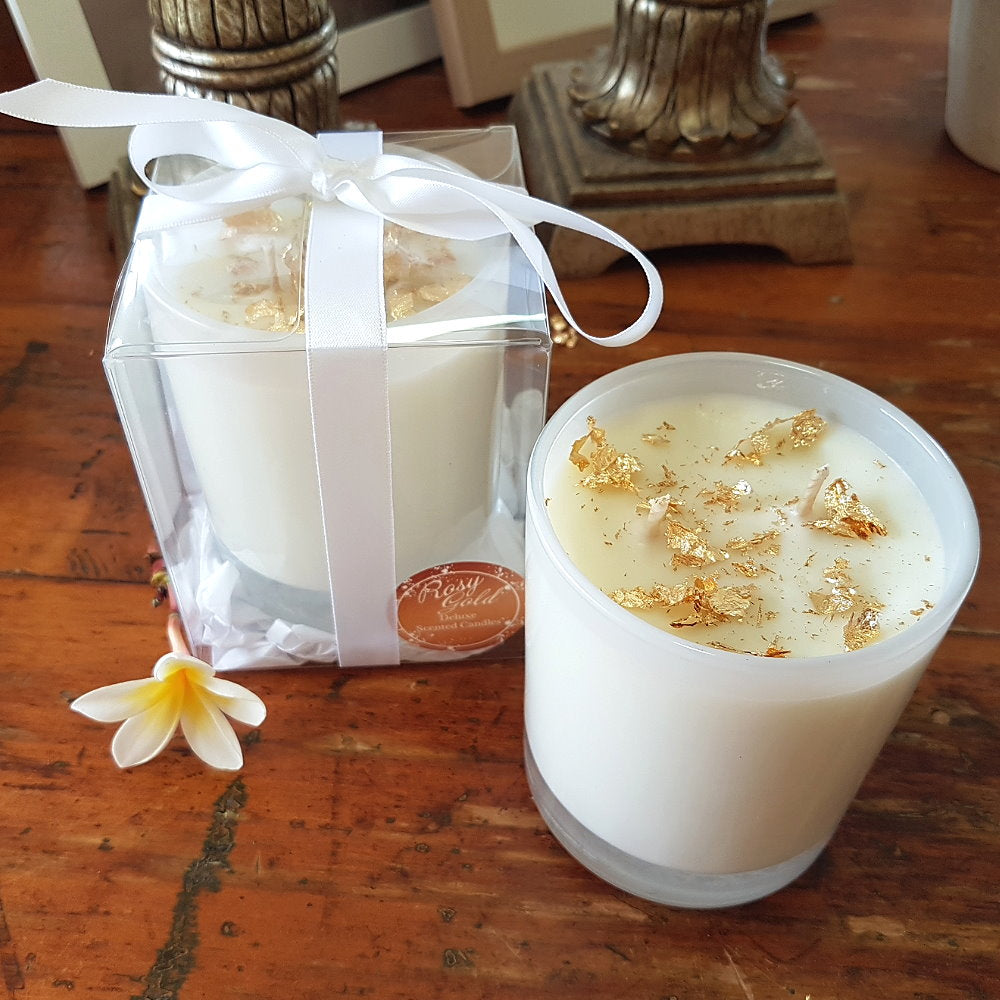 Rosy Gold Double Scented Candles Large Frosted Gloss Lychee & Peony - Makeup Warehouse Australia