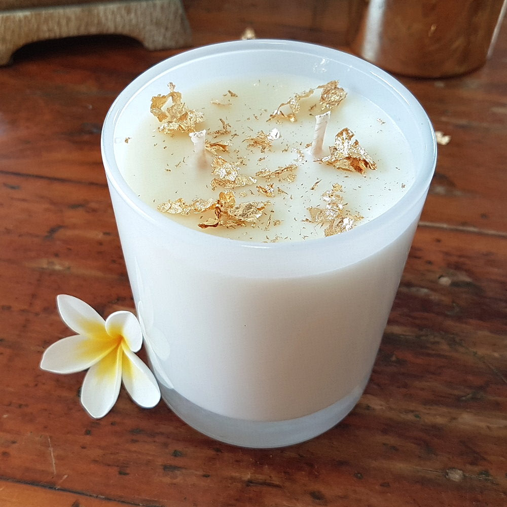 Rosy Gold Double Scented Candles Large Frosted Gloss - Lychee & Peony
