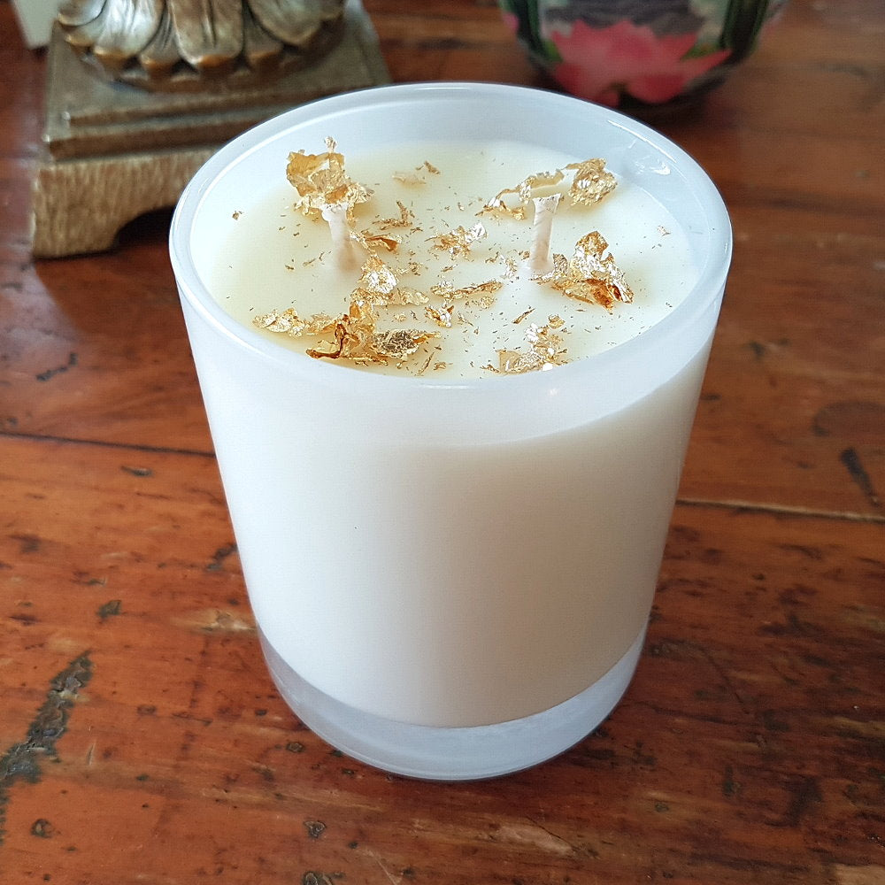 Rosy Gold Double Scented Candles Large Frosted Gloss Lychee & Peony - Makeup Warehouse Australia