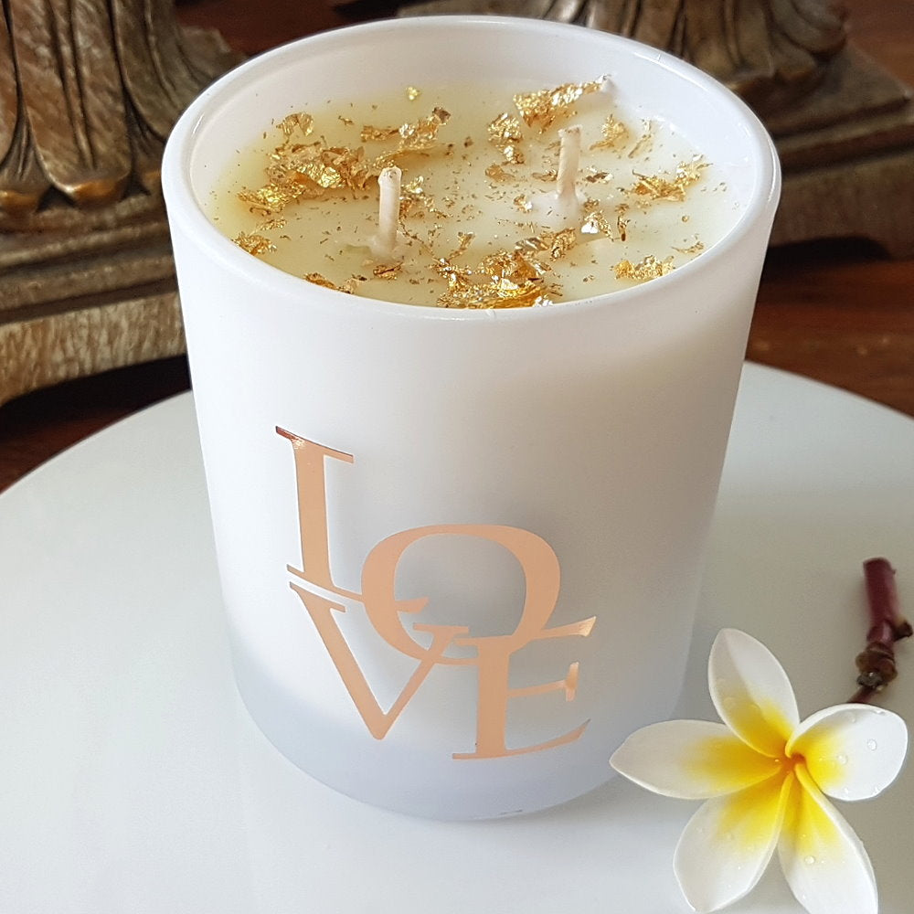 Rosy Gold Double Scented Candles Large Frosted Satin Love Brown Sugar & Vanilla - Makeup Warehouse Australia