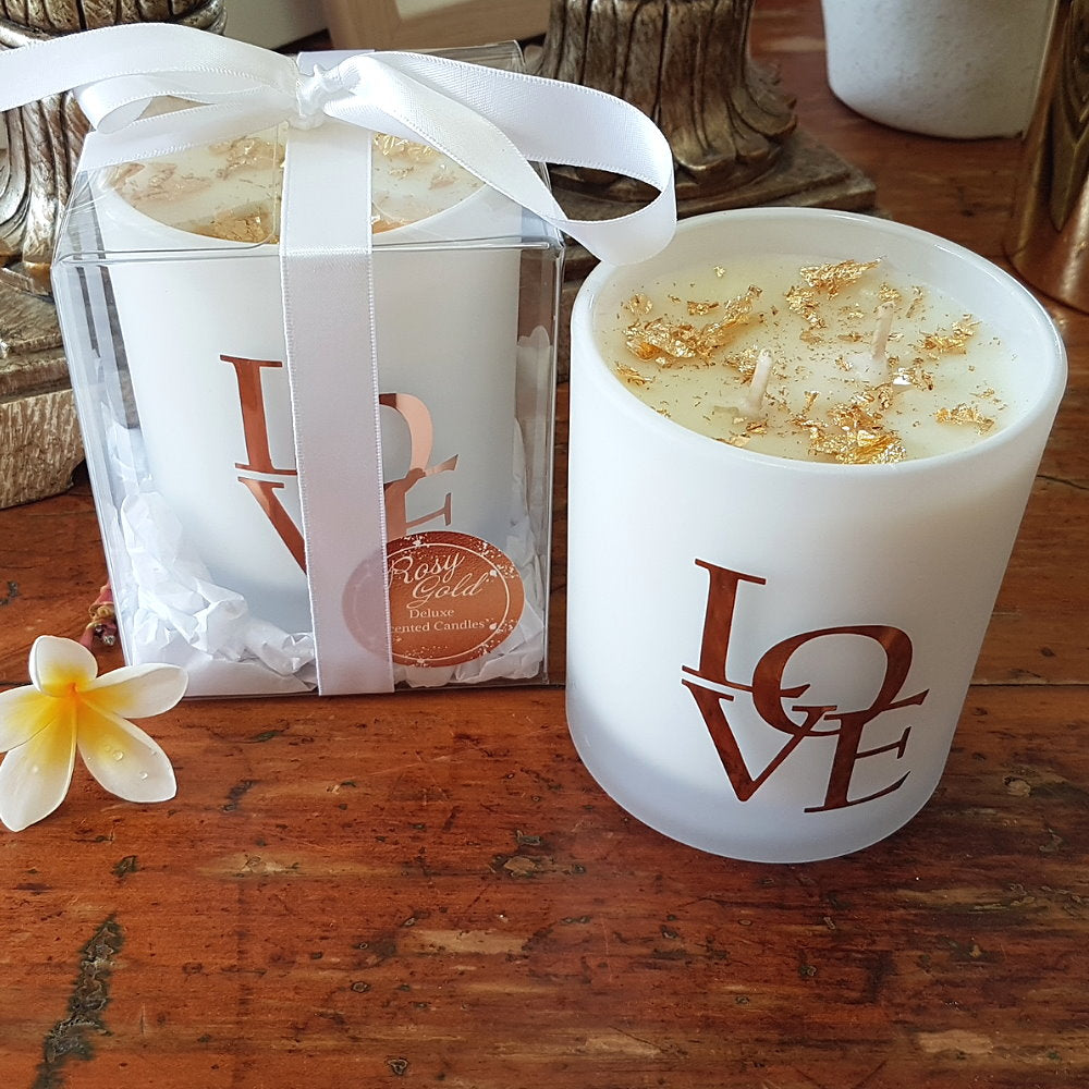 Rosy Gold Double Scented Candles Large Frosted Satin Love Brown Sugar & Vanilla - Makeup Warehouse Australia