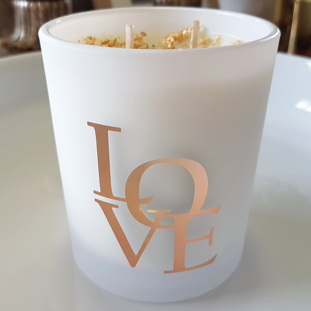 Rosy Gold Double Scented Candles Large Frosted Satin Love Brown Sugar & Vanilla - Makeup Warehouse Australia