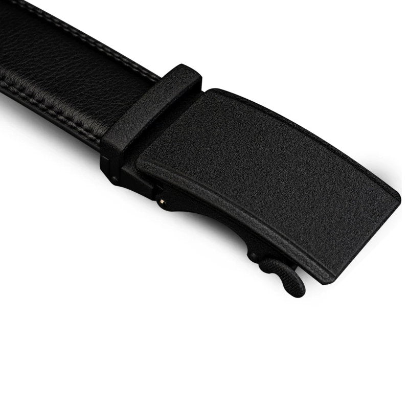 OSKA Men’s Belt Cow Genuine Leather Automatic Ratchet Buckle Black - Gift Box