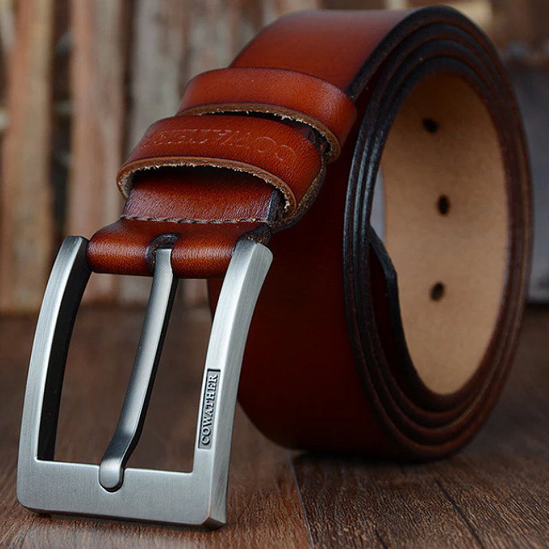 OSKA Men’s Belt High Quality Genuine Cow Leather Belt Buckle Brown Gift Box - Makeup Warehouse Australia