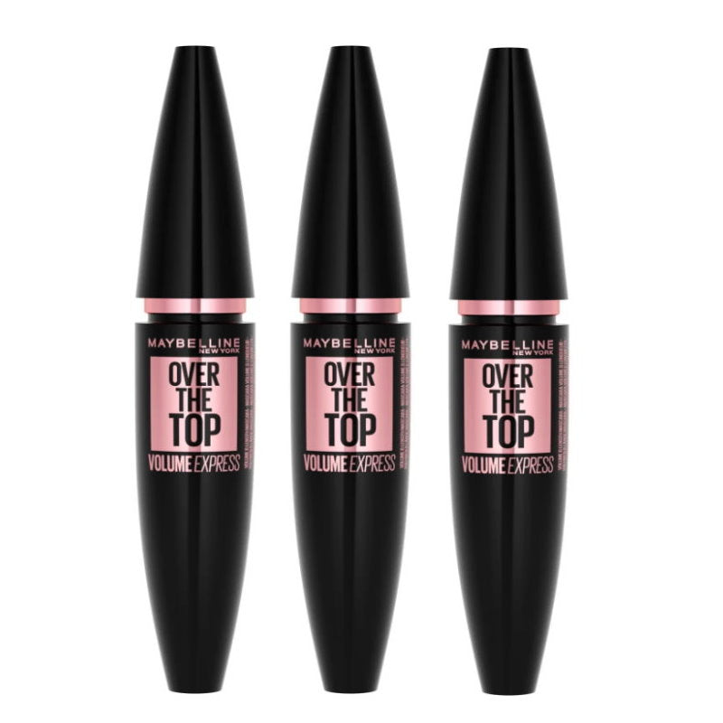 3 x Maybelline Volume Express Over The Top Washable Mascara Very Black (Carded)