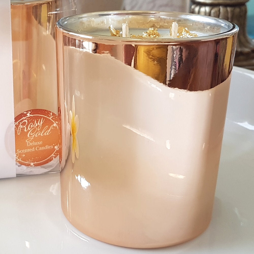 Rosy Gold Double Scented Candles Large Rose Gold Lychee & Peony - Makeup Warehouse Australia