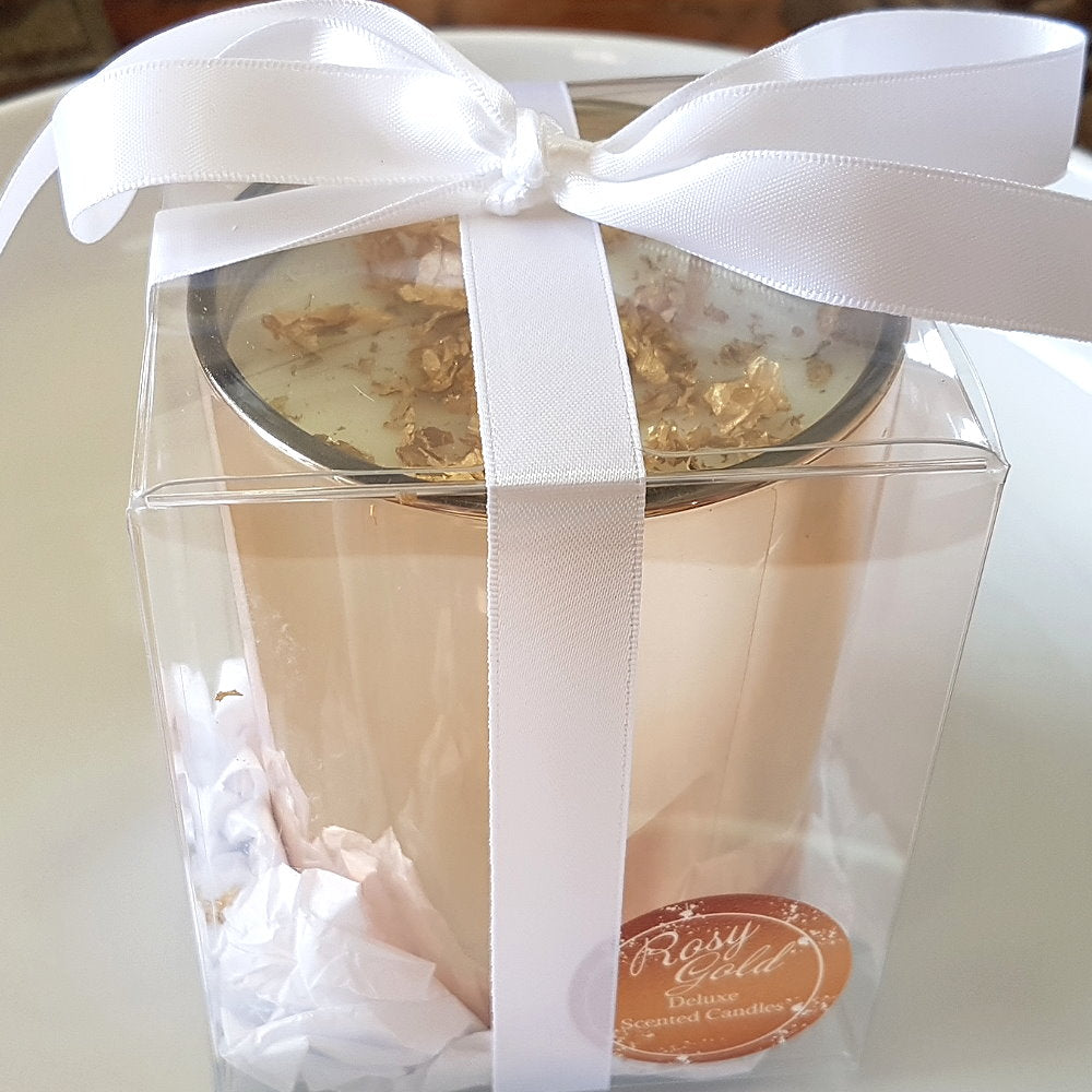 Rosy Gold Double Scented Candles Large Rose Gold, Lemongrass & Persian Lime - Makeup Warehouse Australia