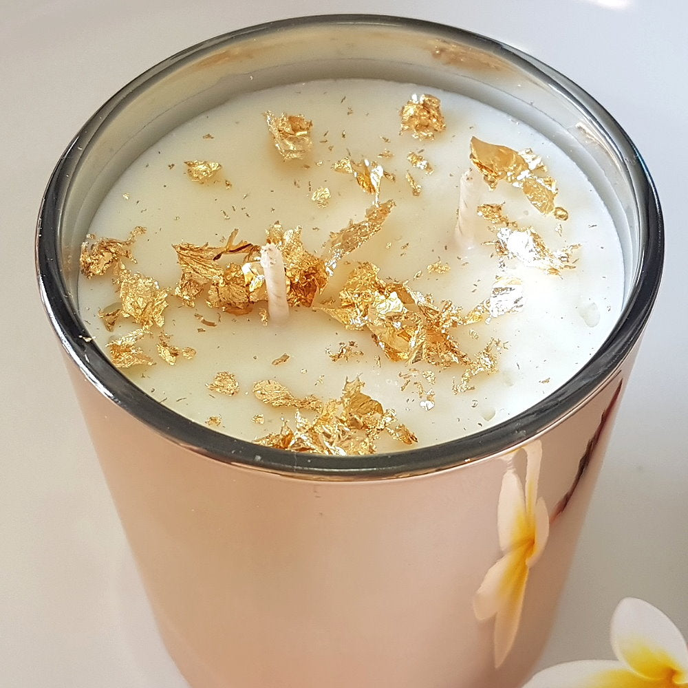 Rosy Gold Double Scented Candles Large Rose Gold, Lemongrass & Persian Lime - Makeup Warehouse Australia